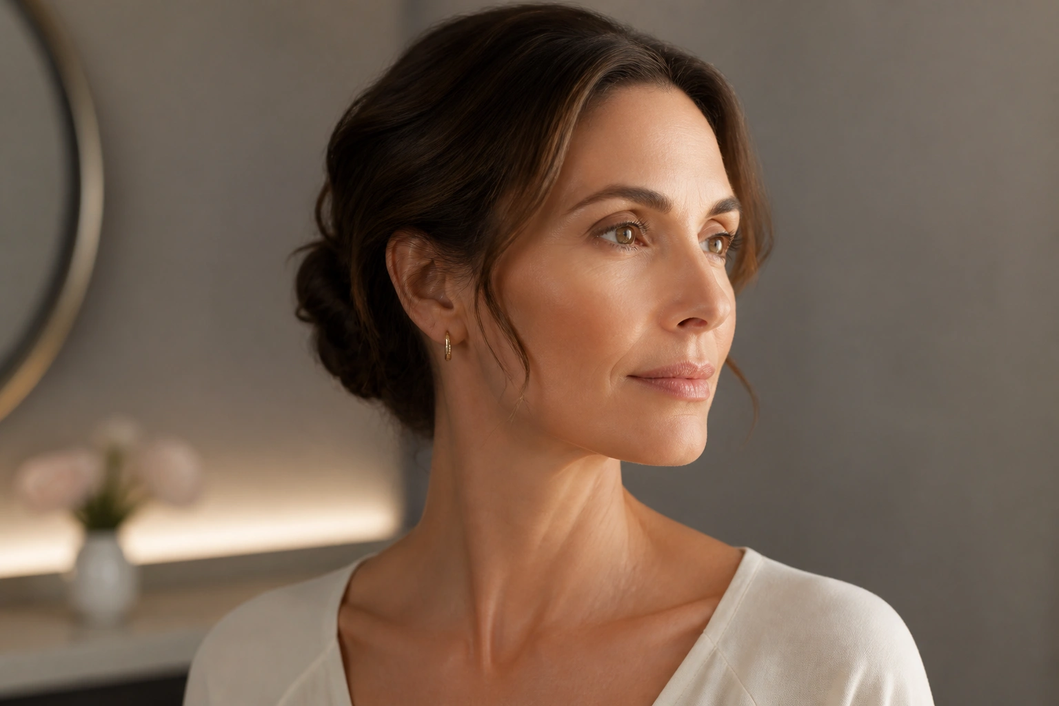 An editorial profile portrait in soft lighting.